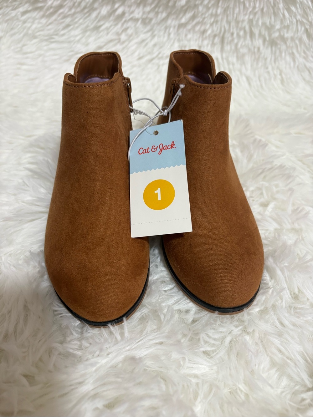 Cat & Jack Girls Tan Suede-Look Ankle Boots